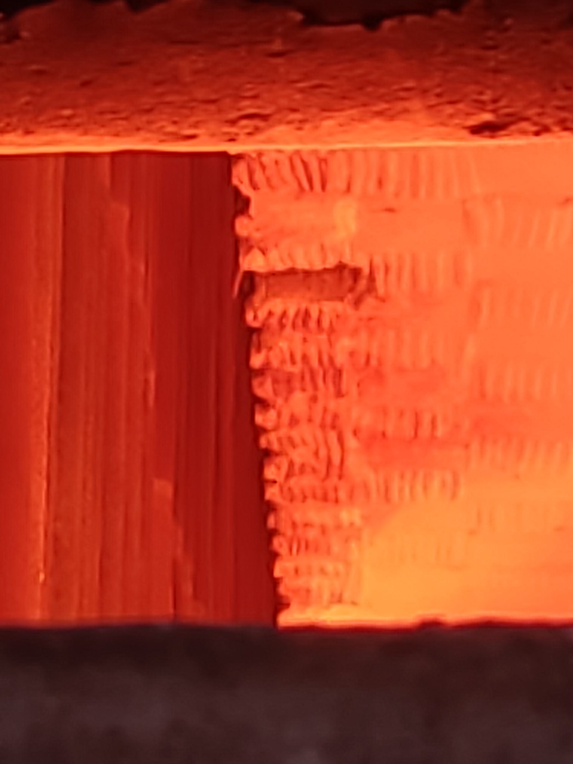 Reformer furnace roof showing hot spots caused by refractory and anchor erosion
